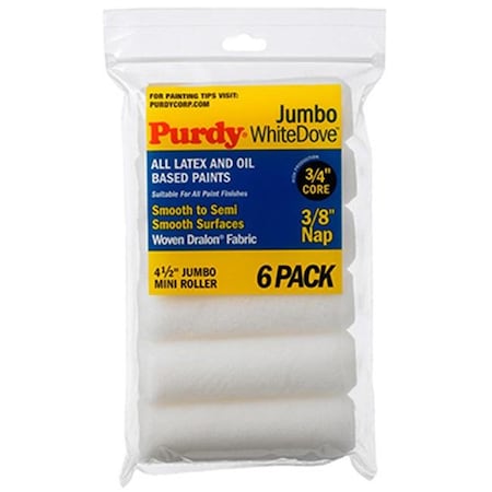 Purdy Purdy 140624612 4.5 x 0.38 in. White Dove Jumbo Mini Roller Cover - 6 Pack 178426